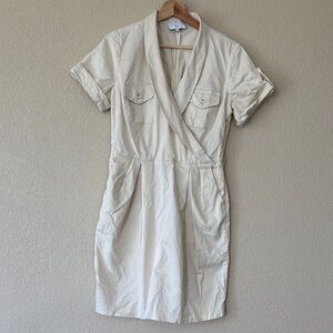 Adam Cream Short Sleeve Wrap Dress